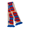 Harland Miller red and blue scarf on a white background