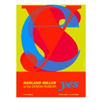 Colorful abstract design with text for Harland Miller exhibition at the Design Museum
