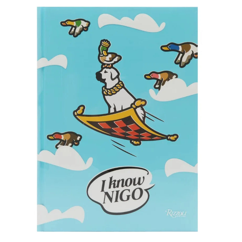 Notebook cover with cartoon dog design and 'I know NIGO' text on a blue background