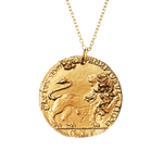 Lion solid gold necklace closeup