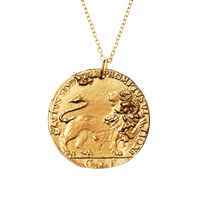 Lion solid gold necklace closeup
