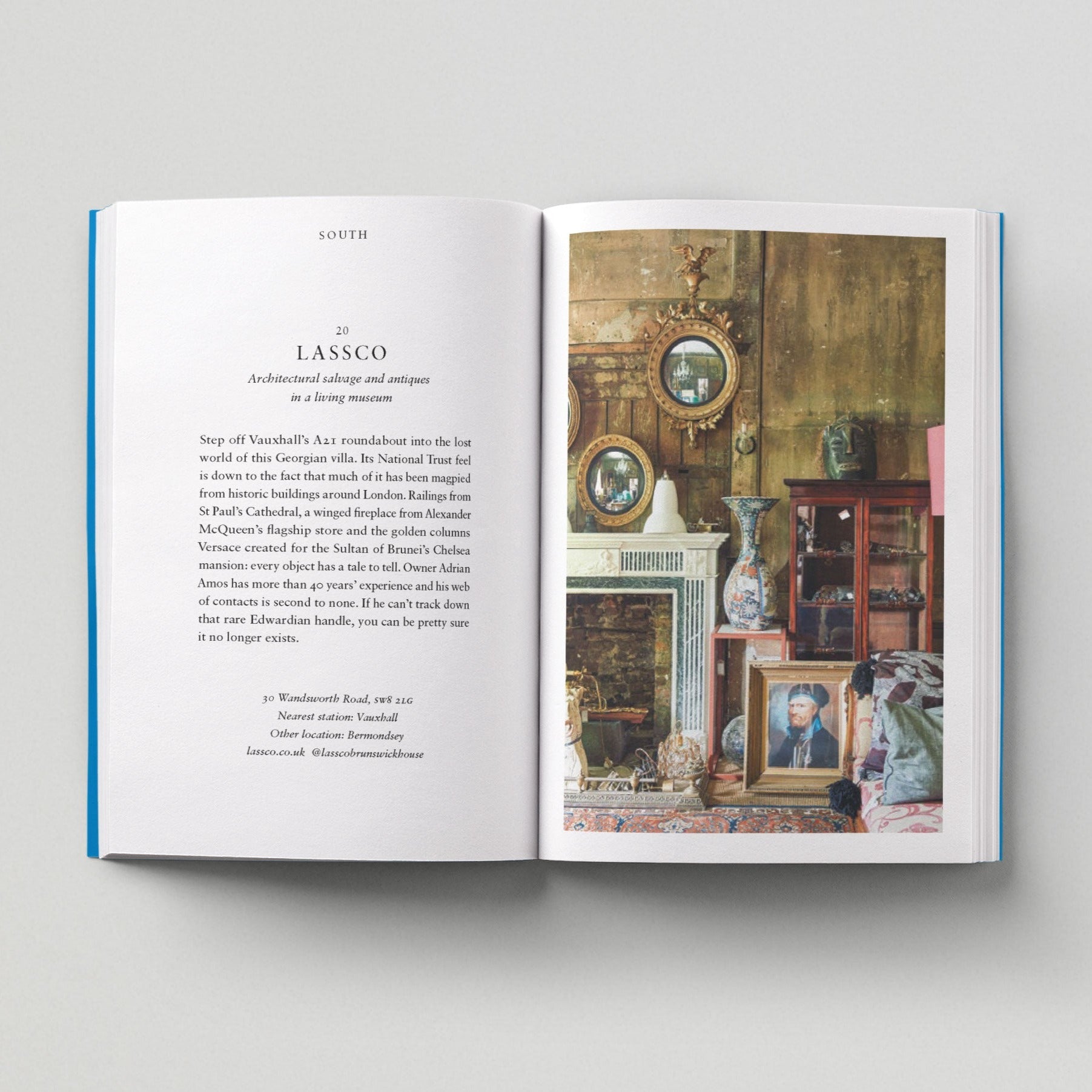 Open page of Independent London book featuring a photograph of an Edwardian room with a fireplace and various works of art displayed.