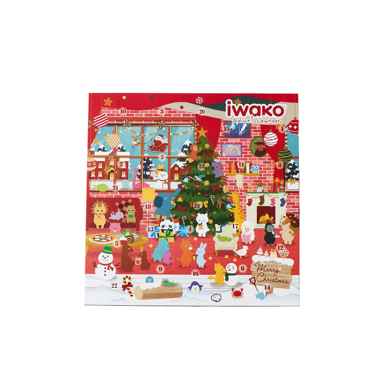 iwako Christmas-themed eraser set packaging on a white background