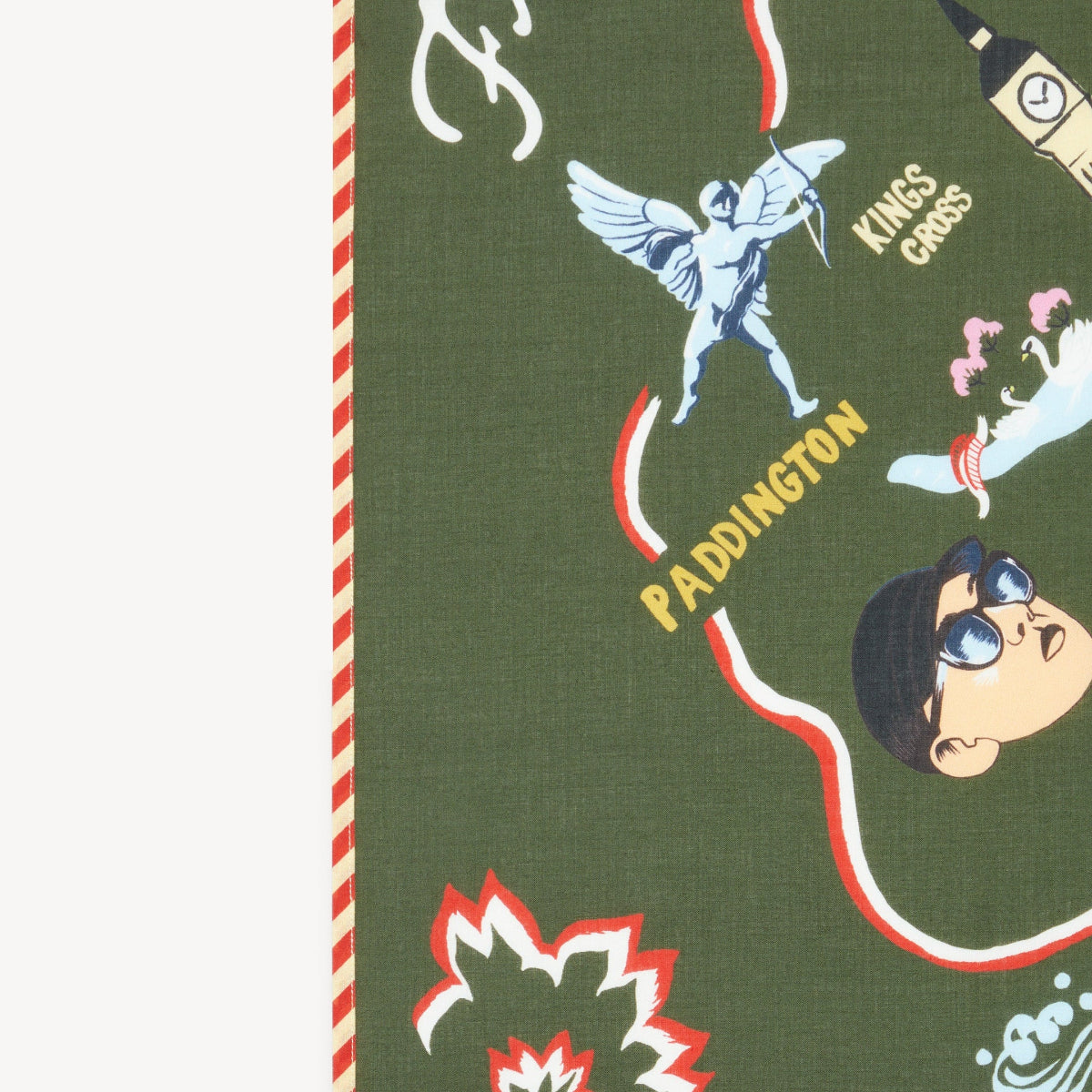 Product packaging with illustrations and text on a green background