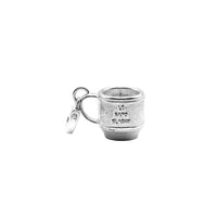 Silver teacup shaped charm engraved with 'Le Sans Blague'