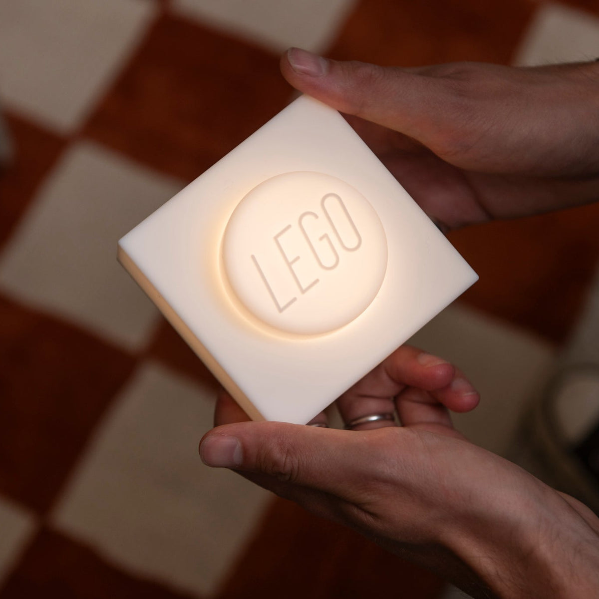 Person holding a lego night light