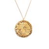 Lion gold necklace closeup.
