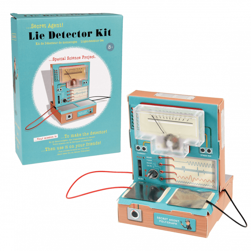 Secret Agent Lie Detector Kit with packaging on a green background