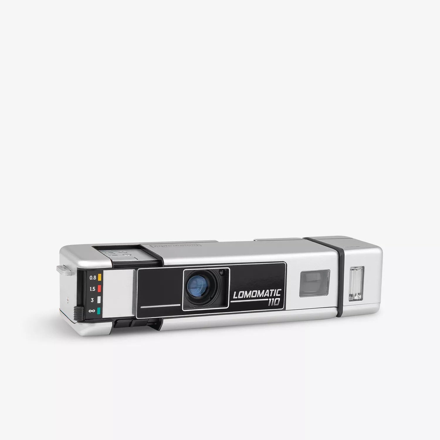 Silver vintage camera on a white background
