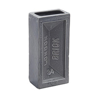 Grey brick shaped ceramic vase with the words 'London Brick' on the side.