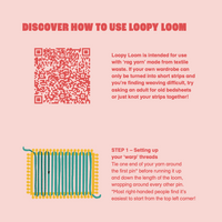 Set of instructions on a pink background with QR code