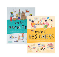 Two children's books titled 'mini Archite' and 'mini Designers' on a white background.