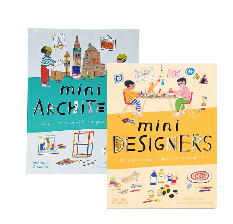 Two children's books titled 'mini Archite' and 'mini Designers' on a white background.