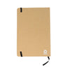 Kraft paper notebook with a recycling symbol on a white background