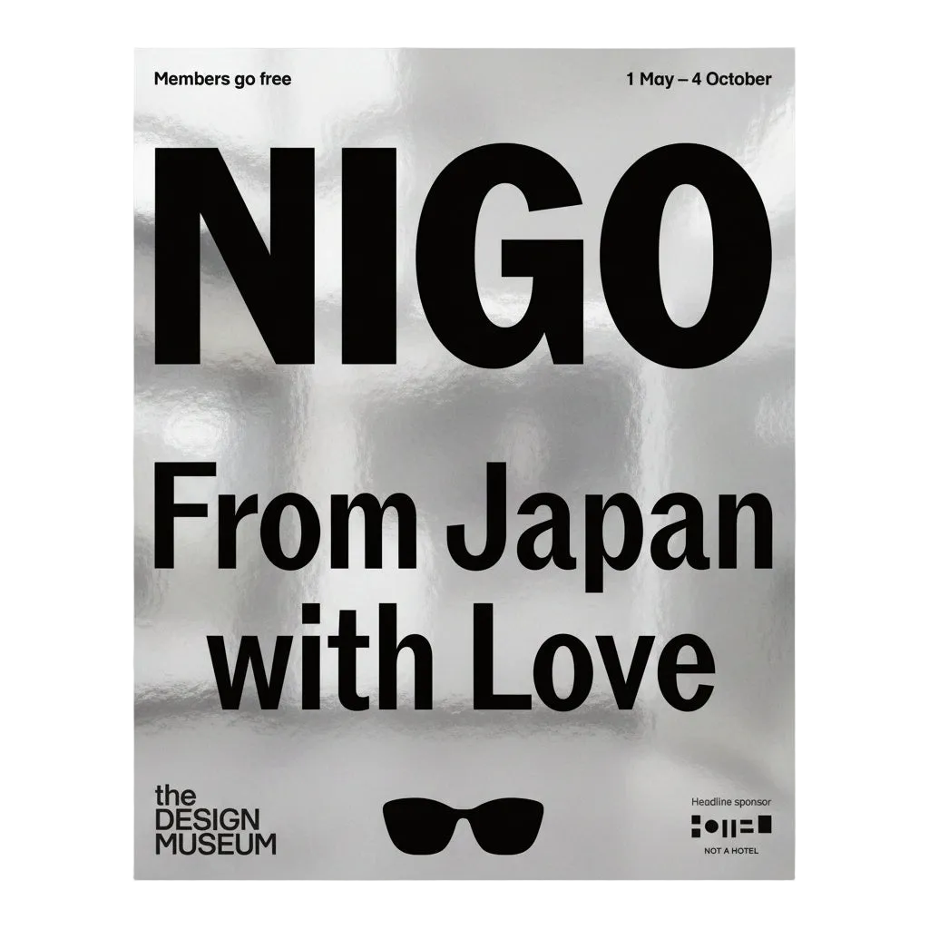Promotional poster for 'NIGO: From Japan with Love' exhibition at the Design Museum.