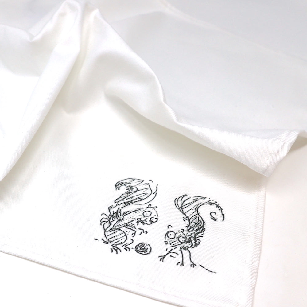 Close-up of a squirrel illustration on a napkin