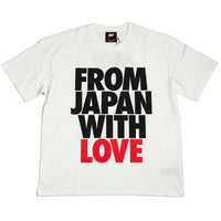 White t-shirt with 'From Japan With Love' text on a white background
