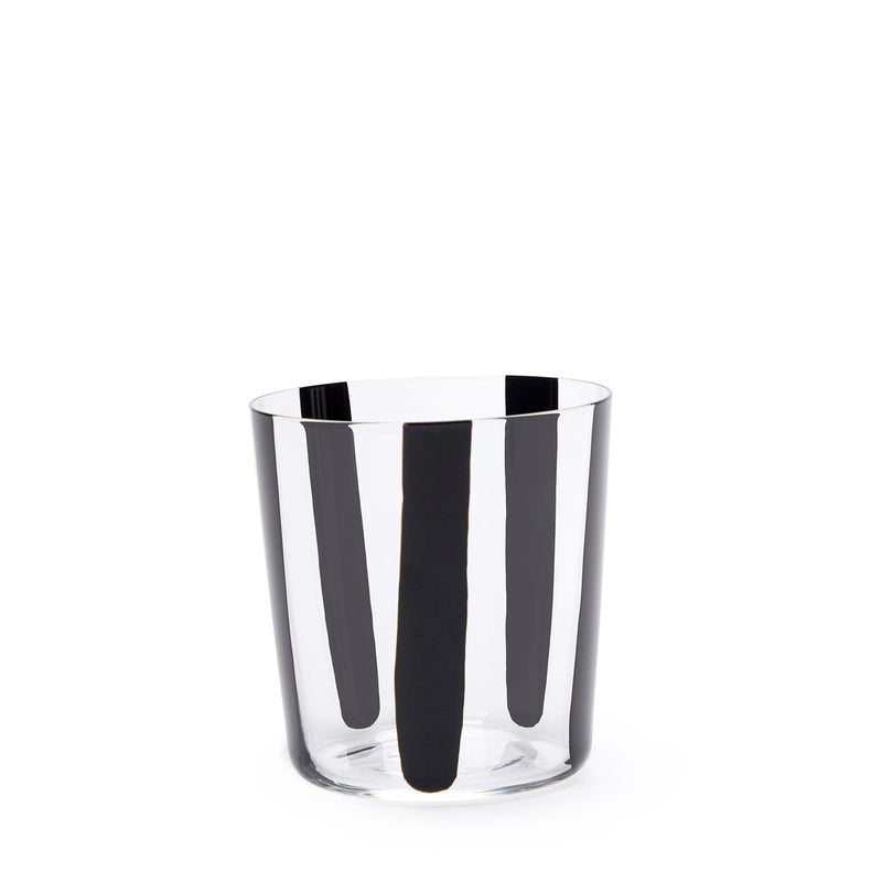 Nova Stripe Black Tumbler 360ml Set of 4 - single glass on white background.