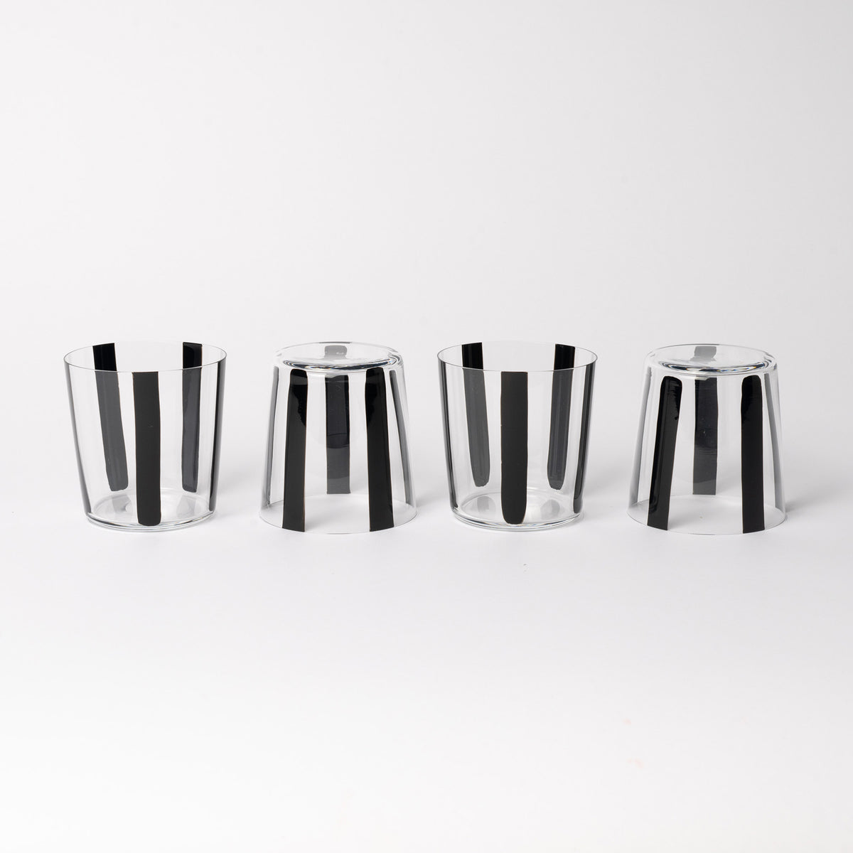 Nova Stripe Black Tumbler 360ml Set of 4 - the set of four on white background.