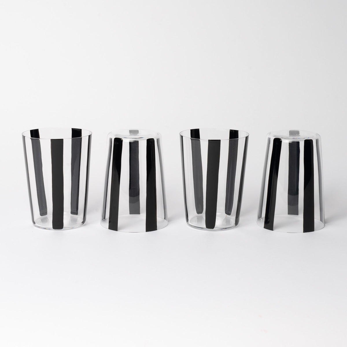 Nova Stripe Black Tumbler 500ml Set of 4 - the set of four on white background.