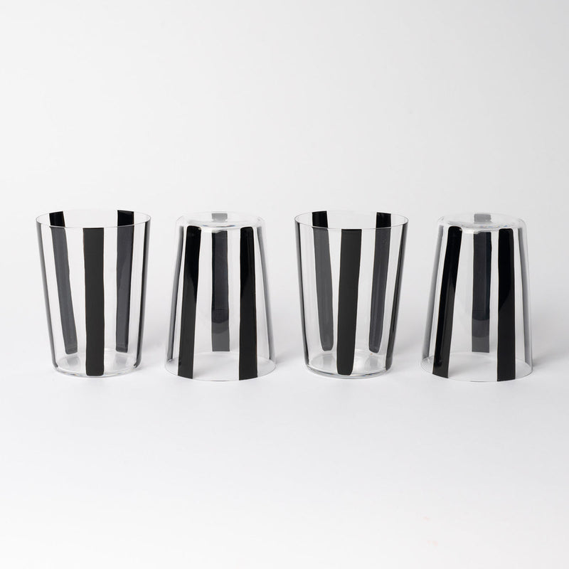 Nova Stripe Black Tumbler 500ml Set of 4 - the set of four on white background.