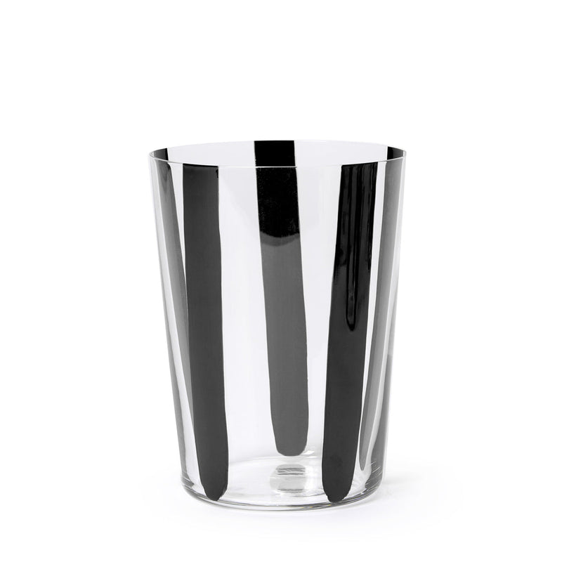 Nova Stripe Black Tumbler 500ml Set of 4 single glass on white background.
