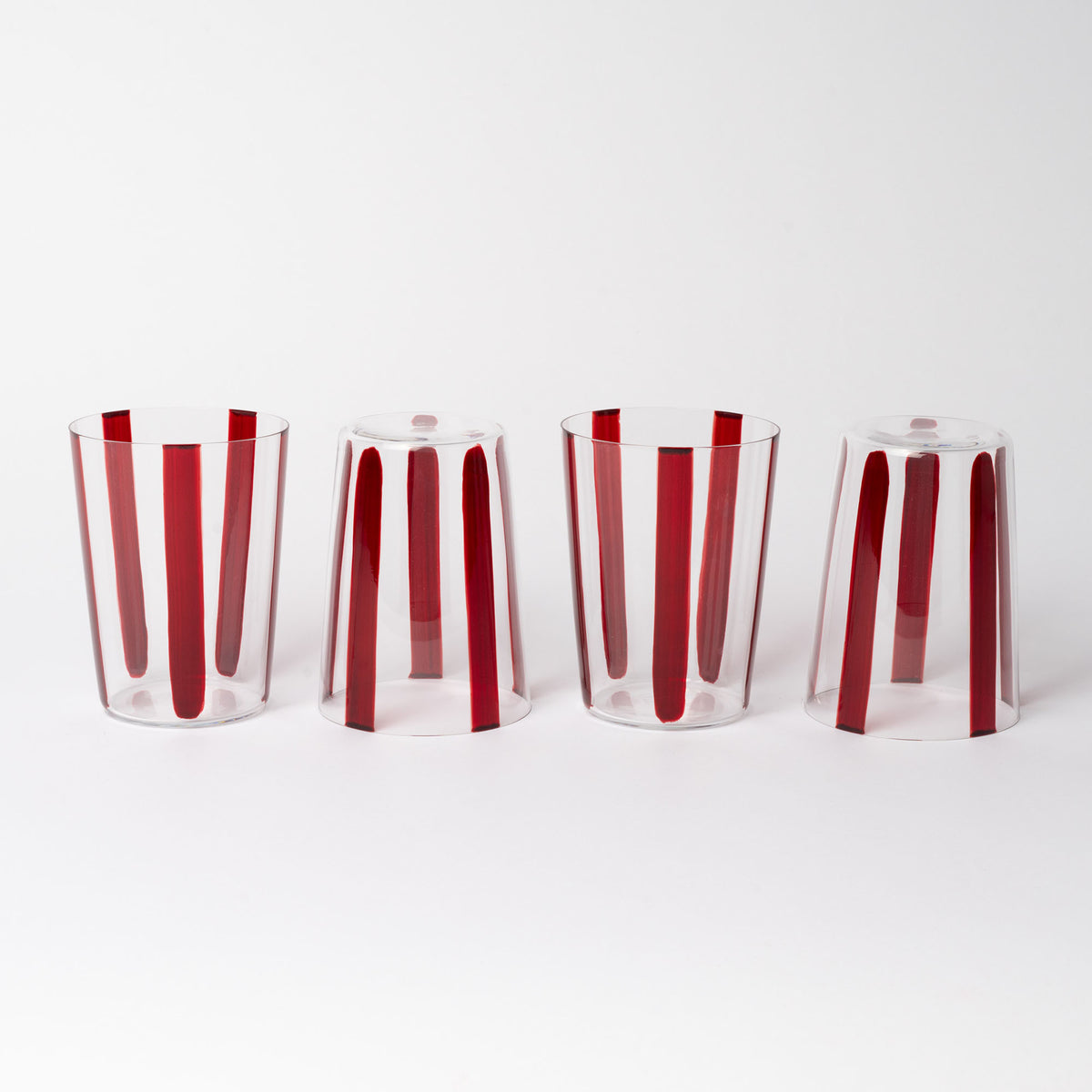 Nova Stripe Burgundy Tumbler 500ml Set of 4- the set of four on white background.