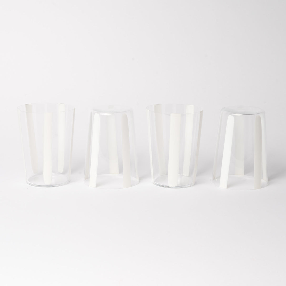 Nova Stripe White Tumbler 500ml Set of 4 - the set of four on white background.