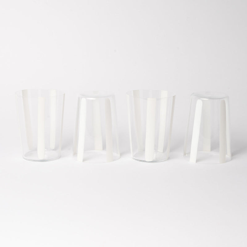 Nova Stripe White Tumbler 500ml Set of 4 - the set of four on white background.