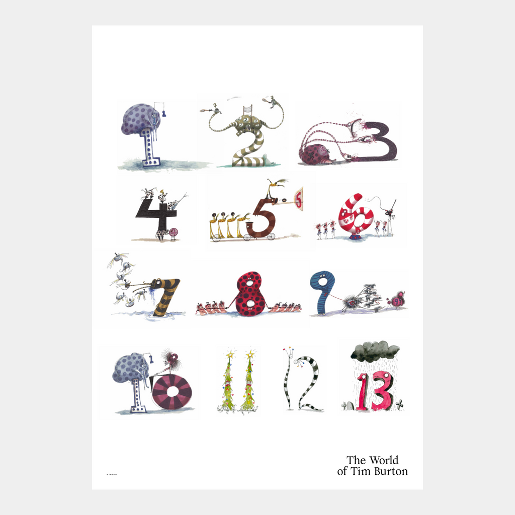 Tim Burton Numbers Print - 40 x 50 cm