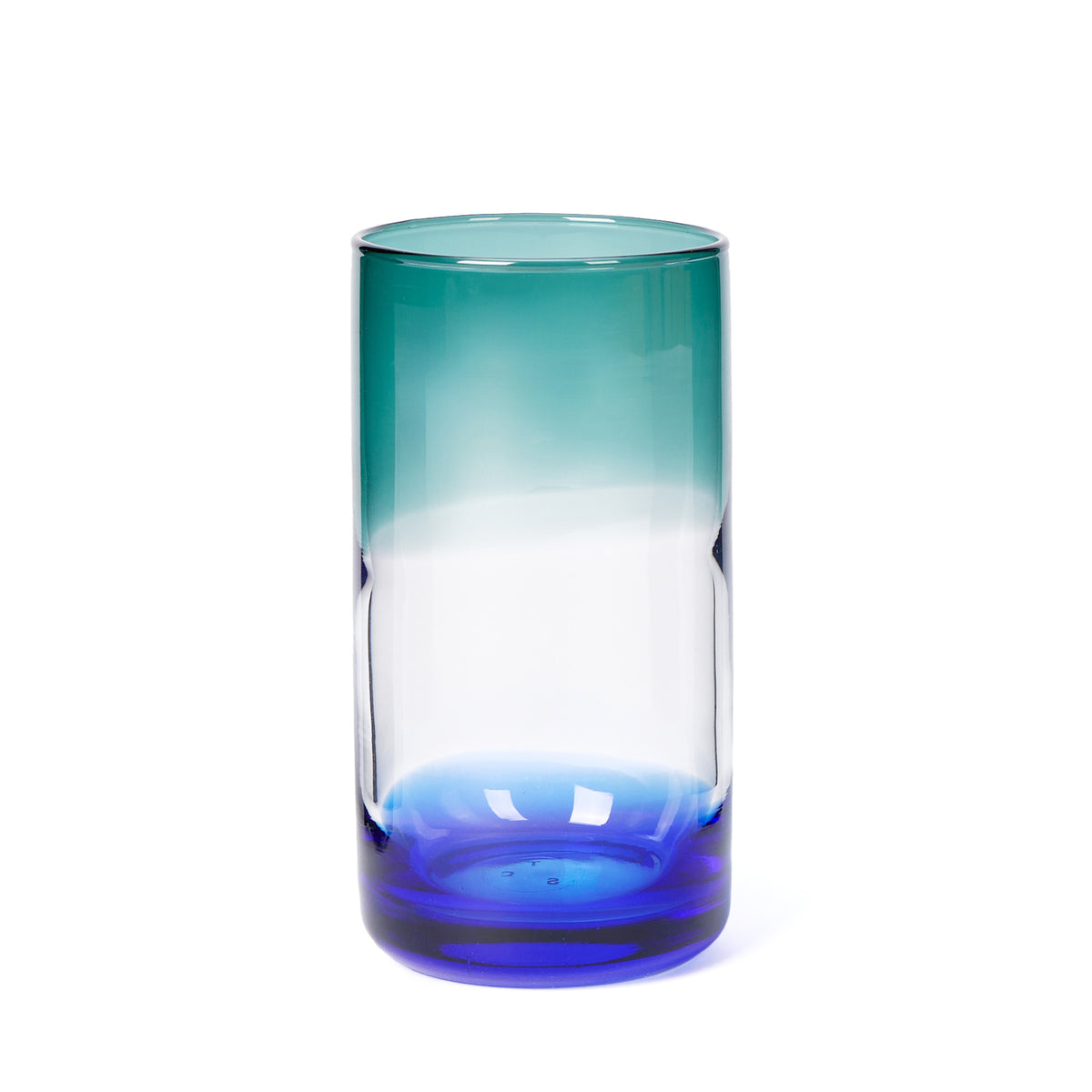 Ombre Cobalt and Green High Ball Set of 2 - single on white background.
