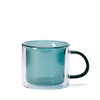 Conran shop Oslo blue/green double wall glass mug on white background