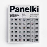 Cover of the book 'Panelki: Construct Your Socialist Prefab Panel Block' showing an illustration of a brutalist aparment building.