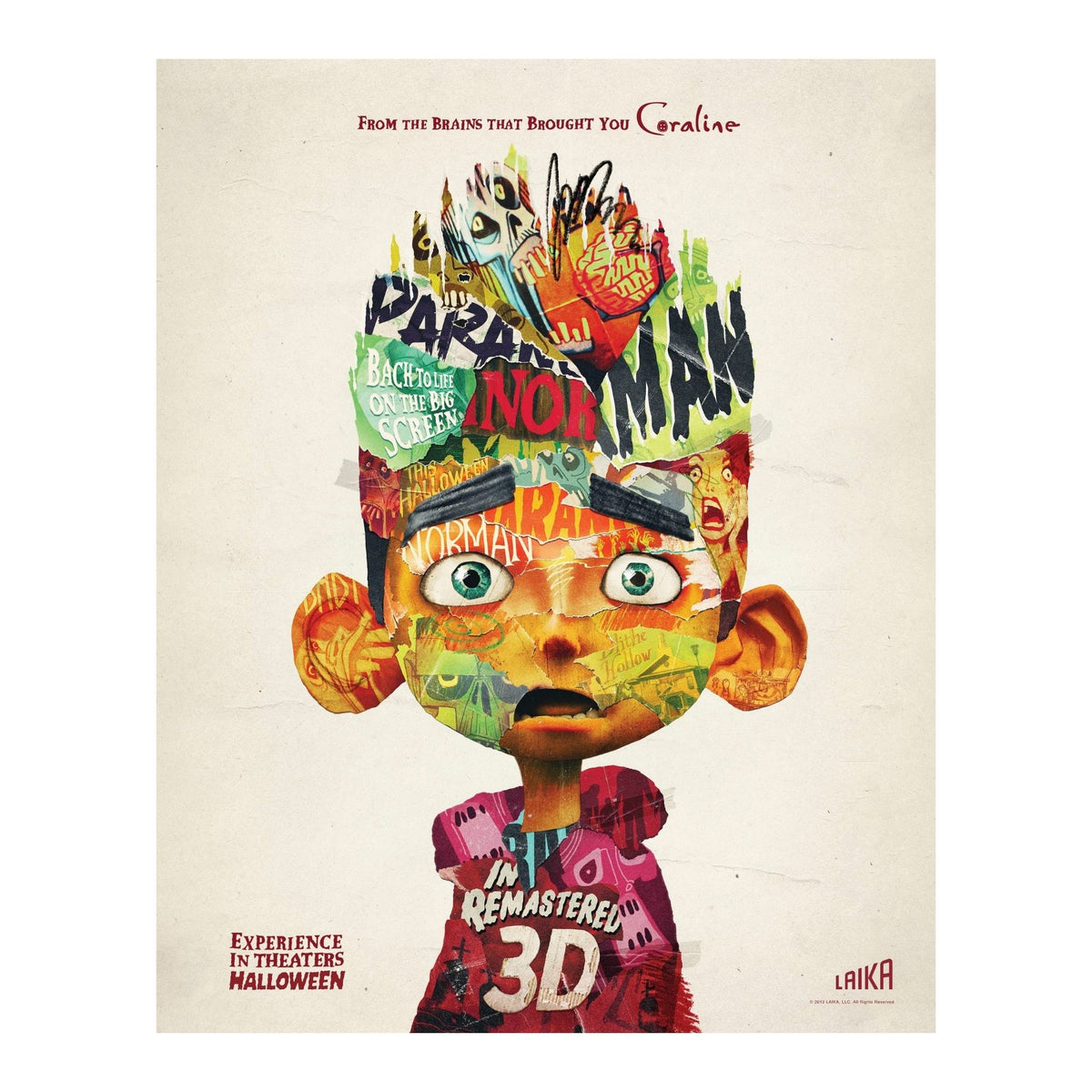 Movie poster of the main character from Paranorman by Laika on cream background
