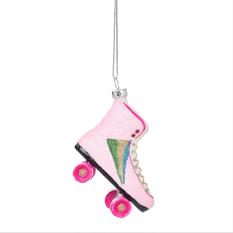 Pink Rollerskate Christmas Bauble