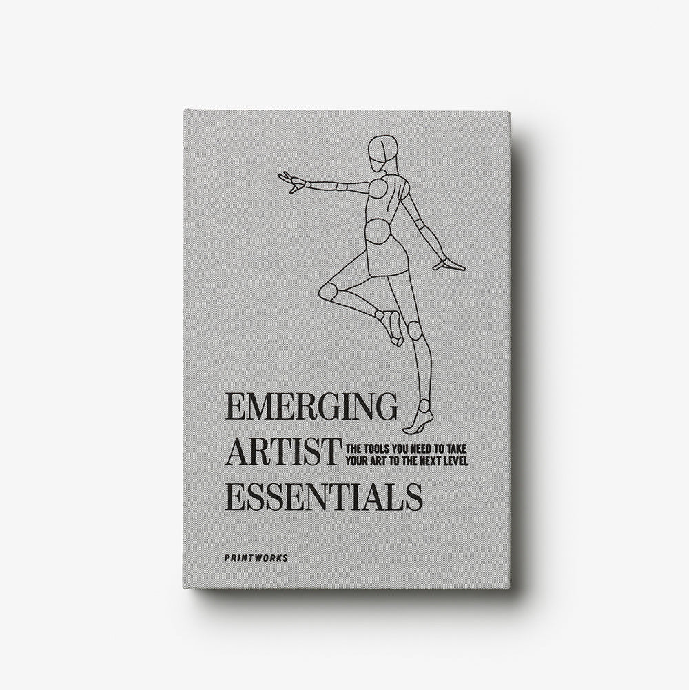 Grey Emerging Artist Essentials kit with a line drawing of a human model on a white background