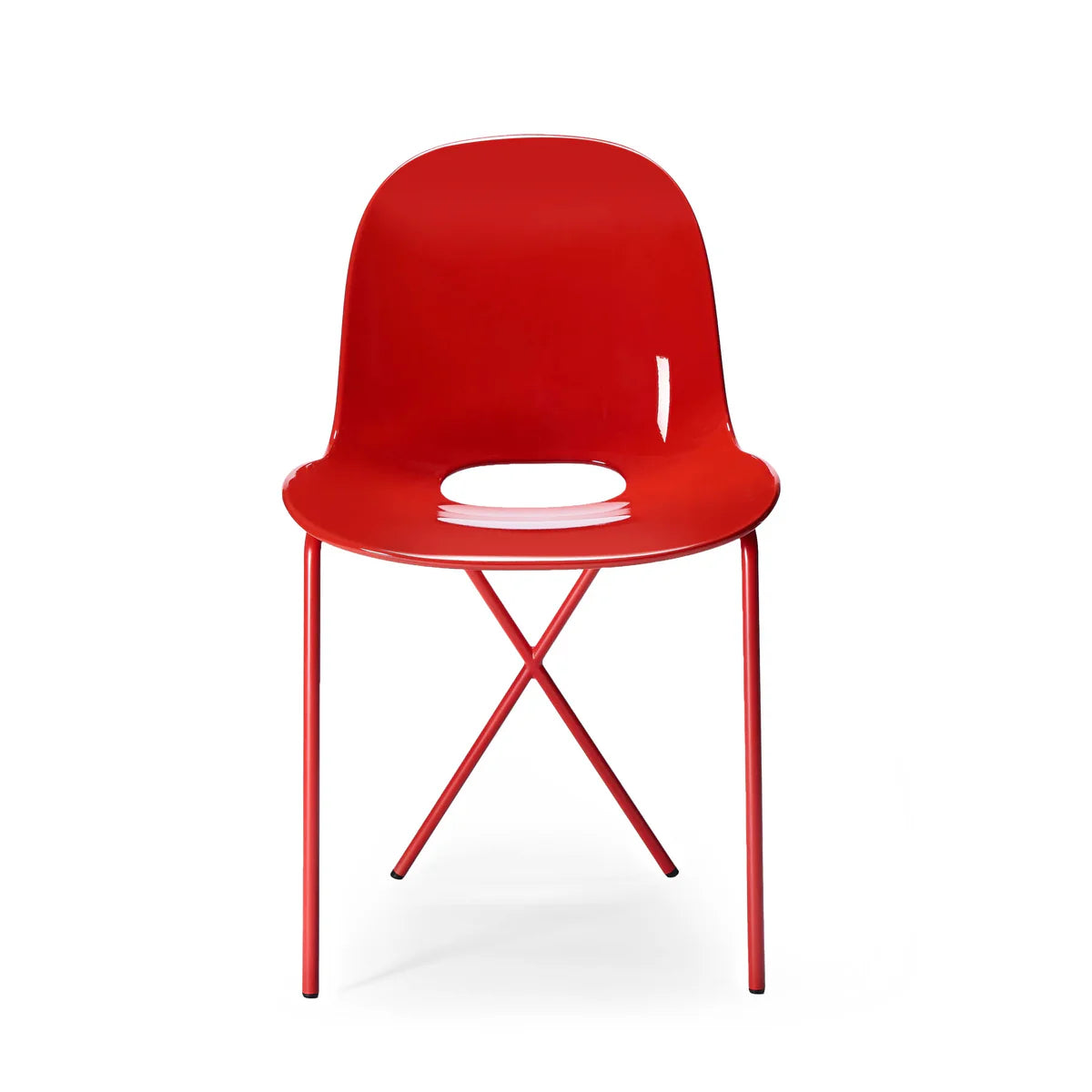 Cross Leg Lacquered Side Chair - Rosso