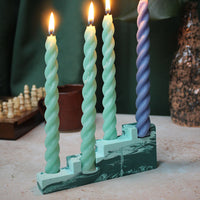 Marble Candle Holder Green & Mint
