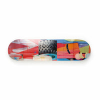 Multicoloured skateboard on a white background