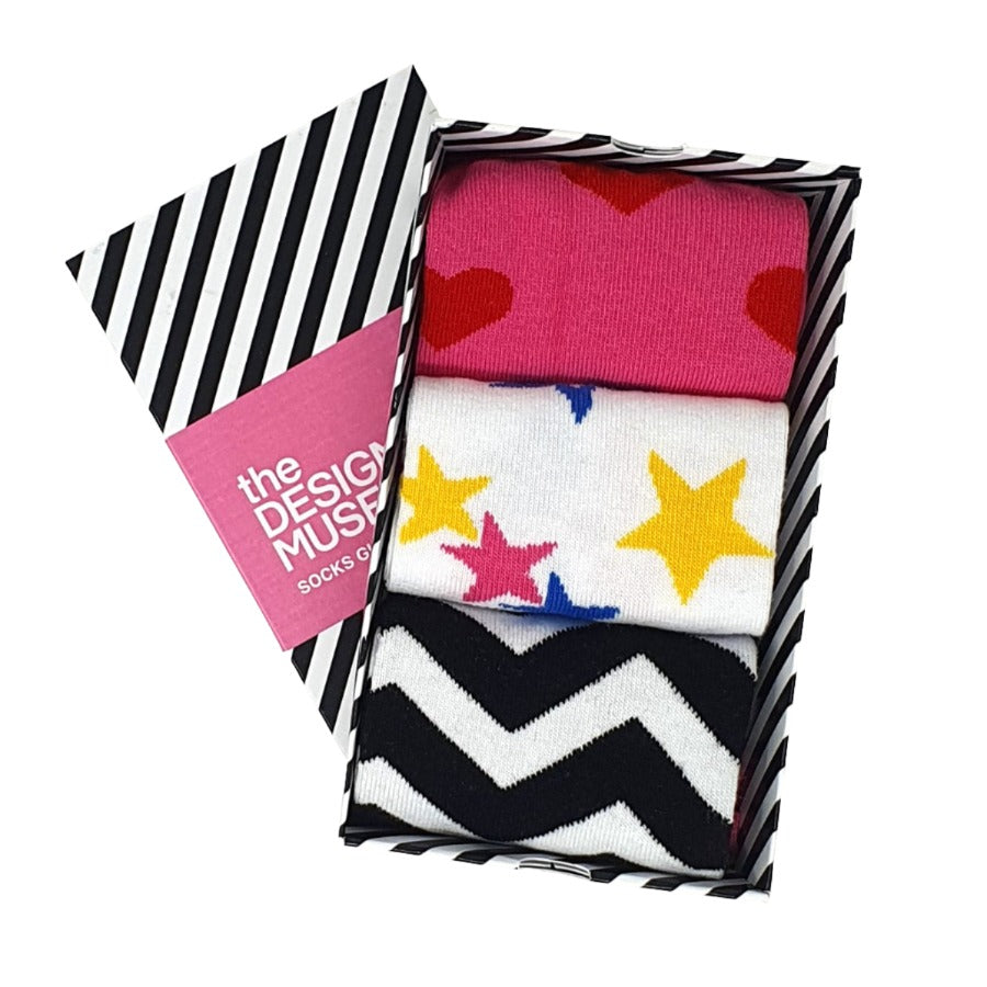 Socks Gift Set of 3 - Hearts, Stars and Stripes