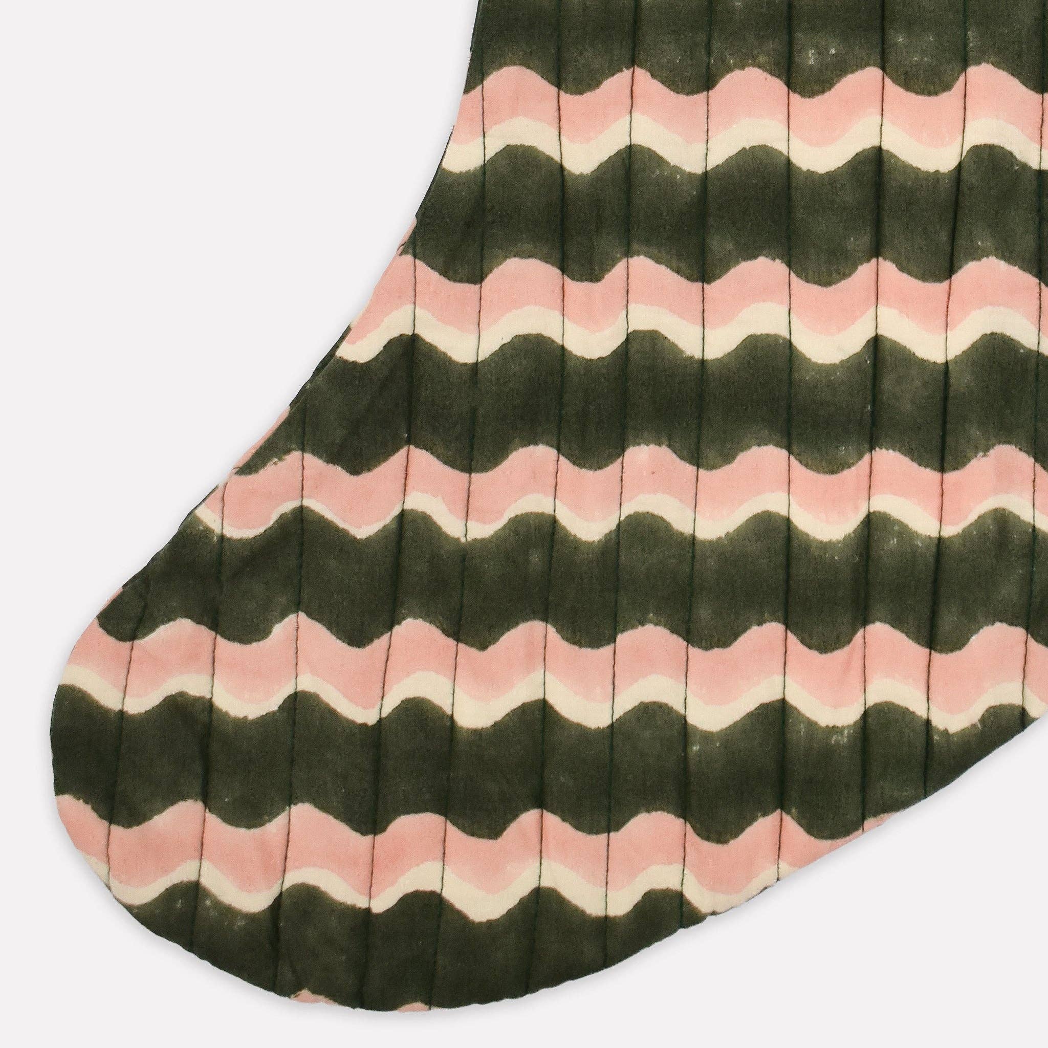 Green and Pink Swirl Cotton Christmas Stocking