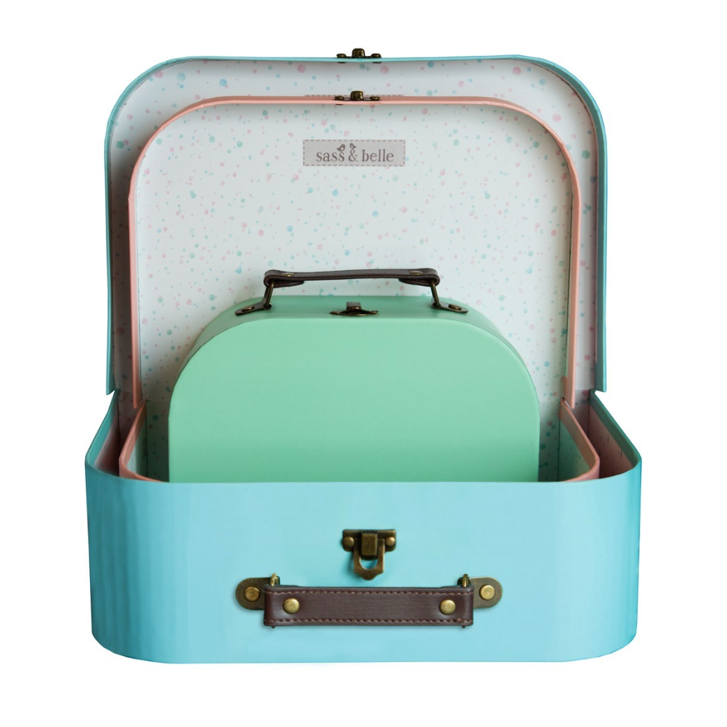 open suitcases on a white background