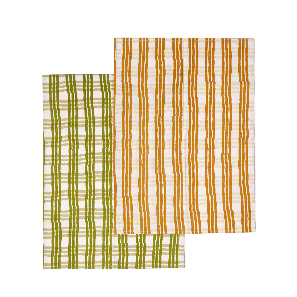 Green and Orange Trellis Tea Towel Set of 2