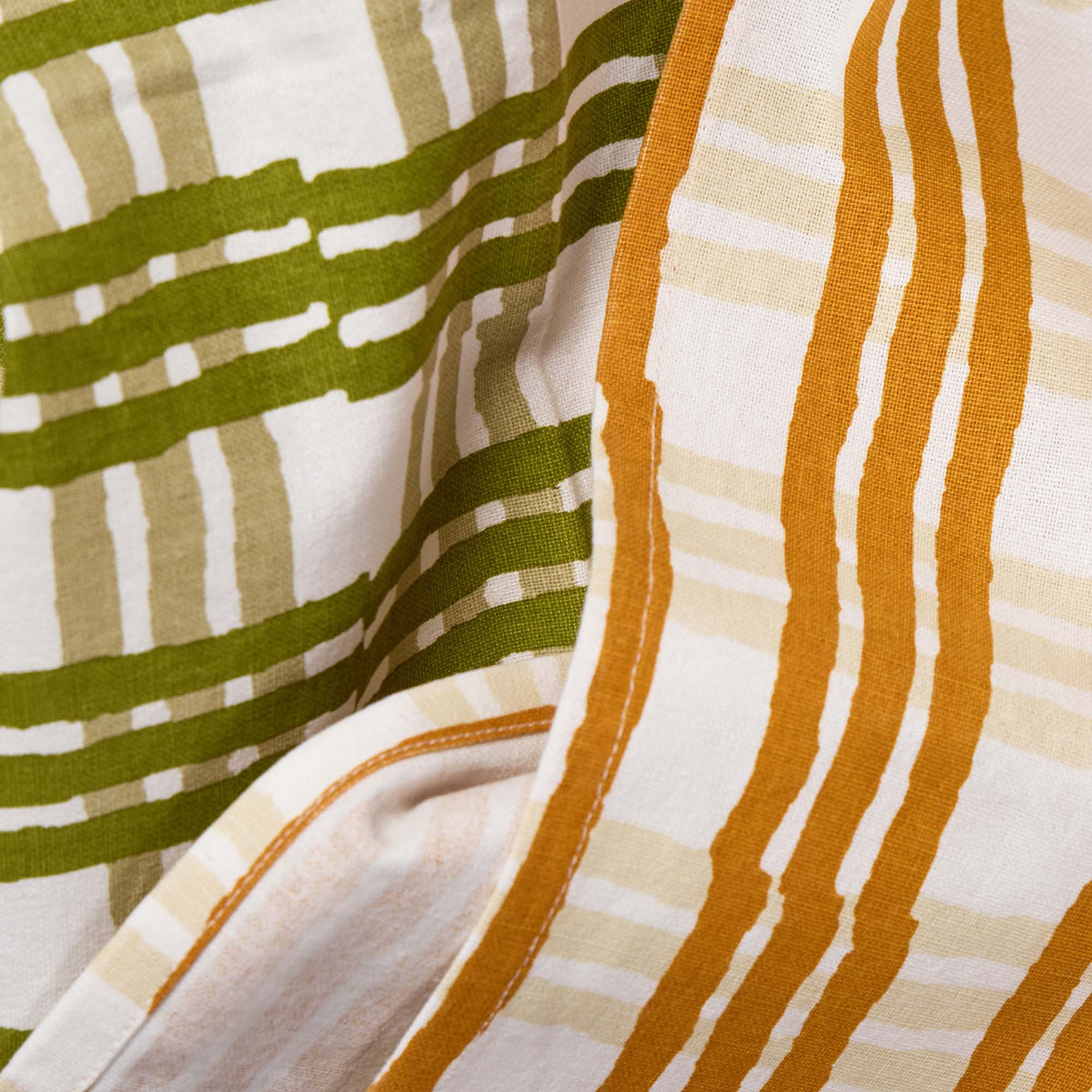 Green and Orange Trellis Tea Towel Set of 2