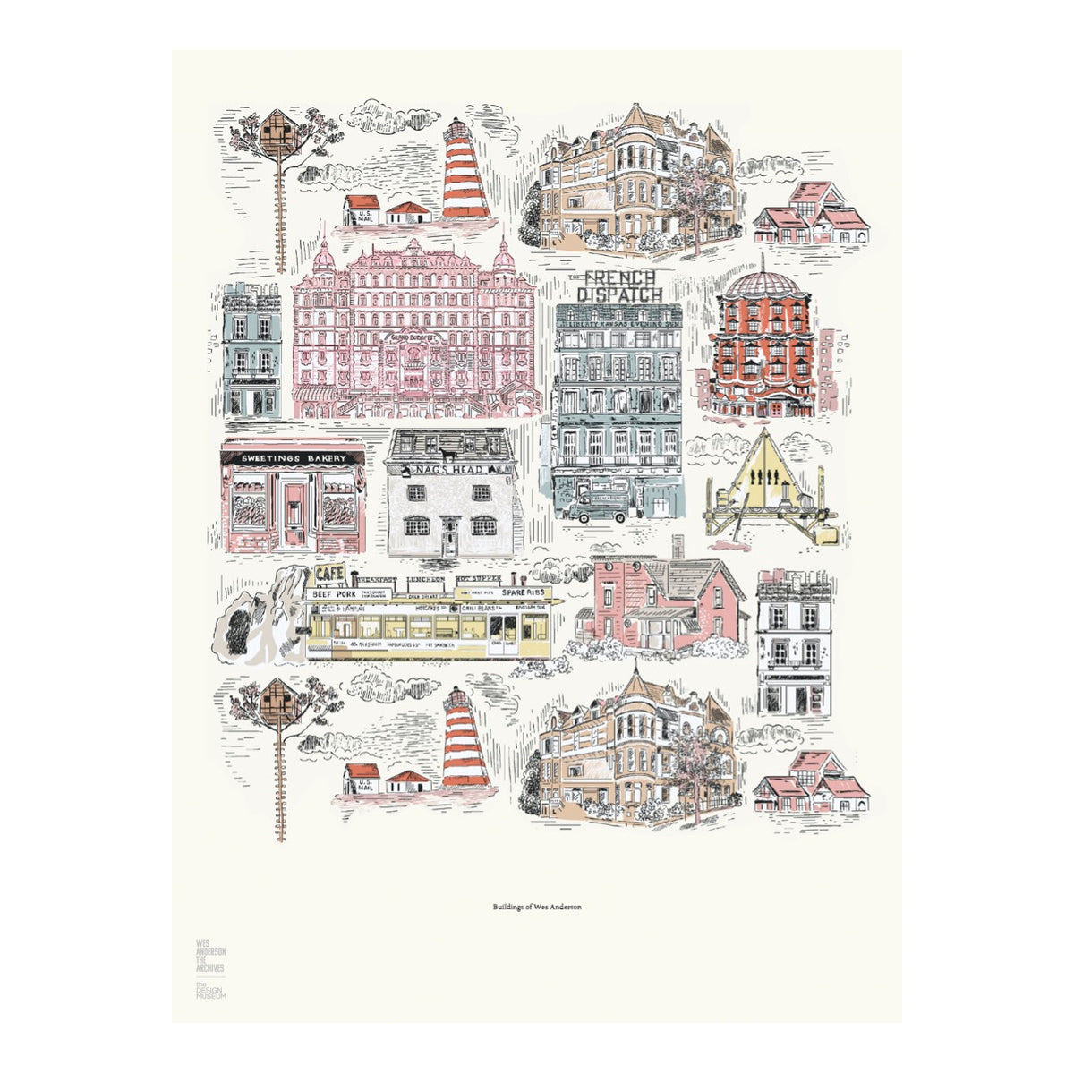 Buildings illustration poster