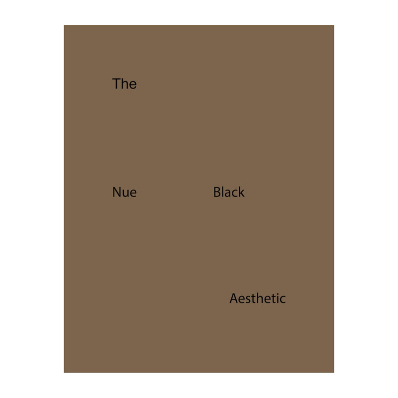 A minimalist brown book cover with the words 'The', 'Nue', 'Black', and 'Aesthetic' printed in small black text, centered on a white background.