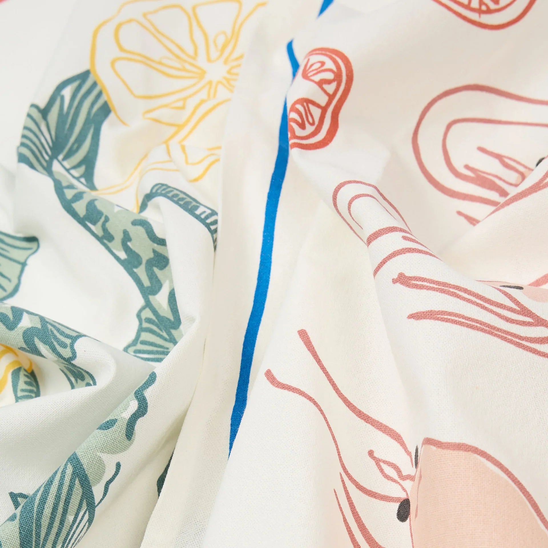 Bistro Mackerel & Prawn Illustration Tea Towel Set of 2