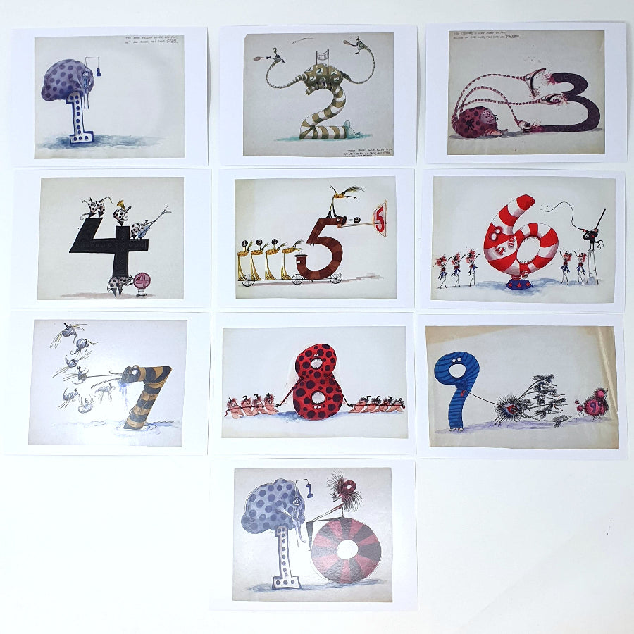Tim Burton Illustrated Numbers Postcard Pack