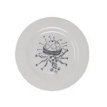 Alien illustration by Tim Burton on a fine china white plate