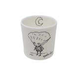 White fine bone china egg cup featuring Tim Burton illustration